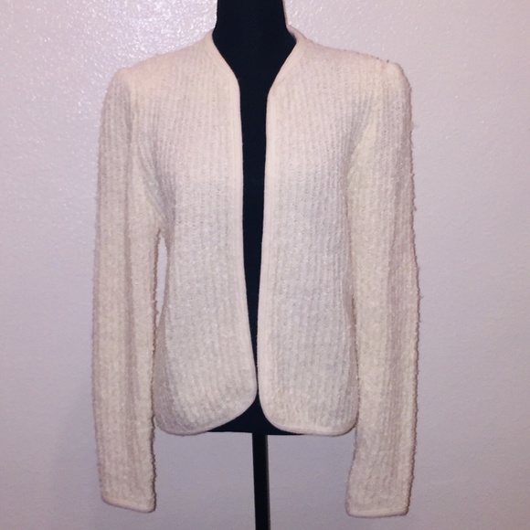 Casual Corner Sweaters - Cream/ivory medium weight knit open cardigan